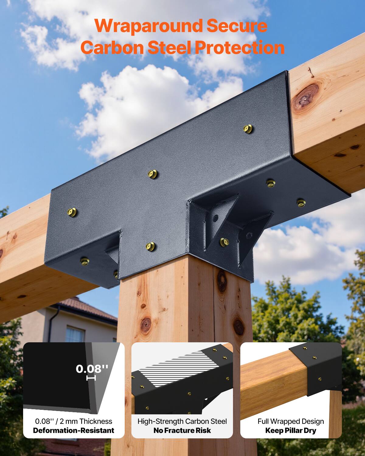 Wraparound Secure Carbon Steel Protection

0.08" / 2 mm Thickness
High-Strength Carbon Steel
Full Wrapped Design

Deformation-Resistant
No Fracture Risk
Keep Pillar Dry