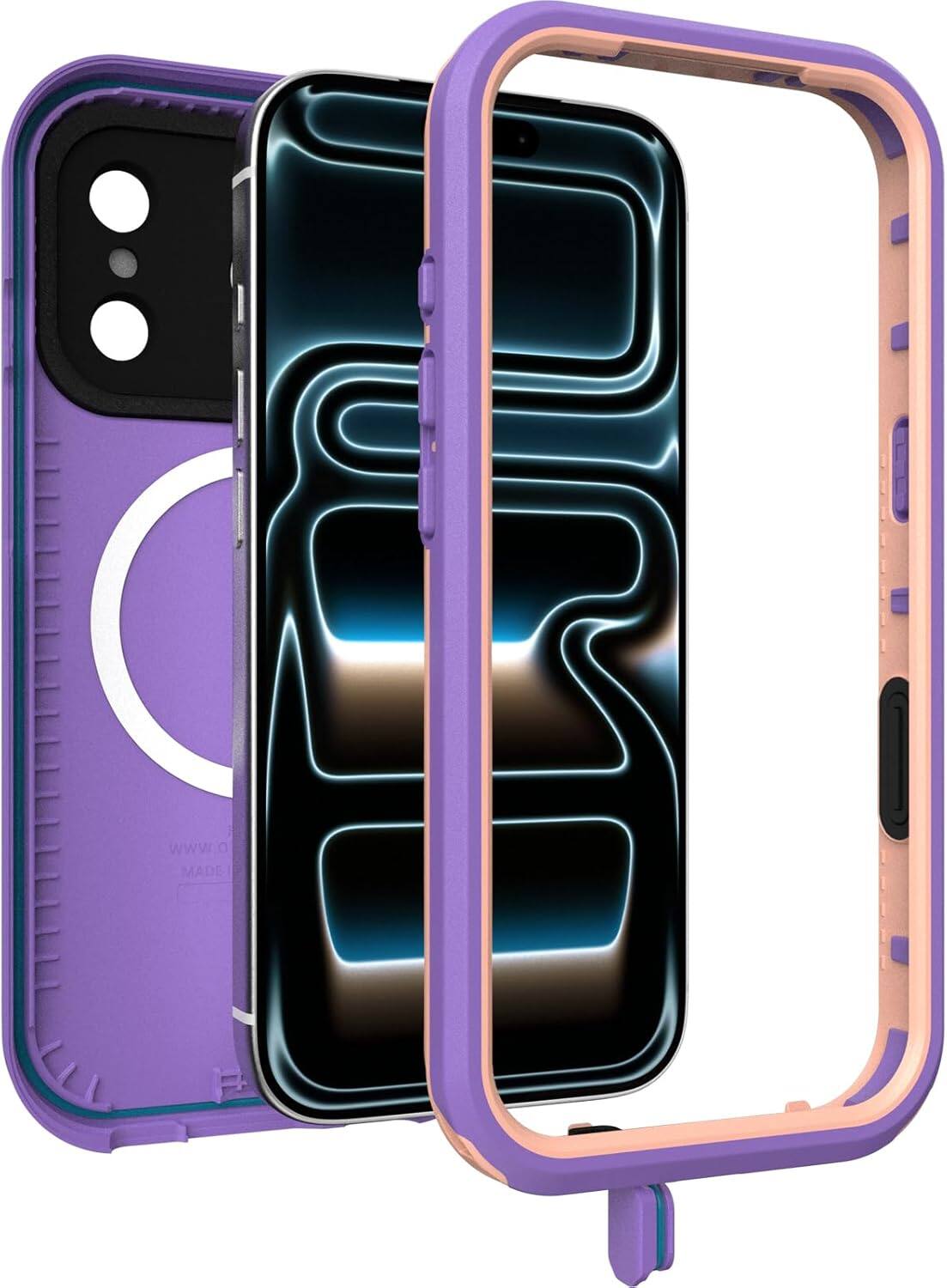 Alt View 1. OtterBox - OtterBox iPhone 17 Pro (Only) Fre Series Case with MagSafe, Sleek & Stylish, Waterproof iPhone Case up to 2 Meters, IP68 - Rule of Plum (Purple).