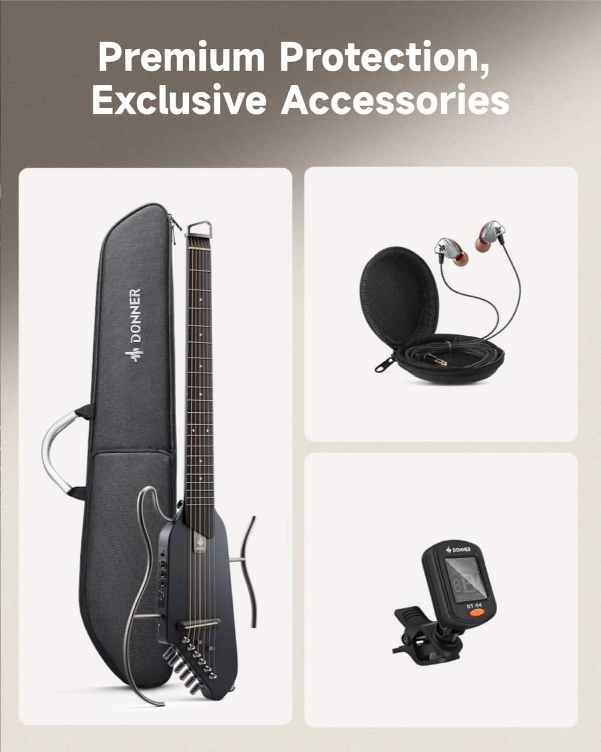 Donner music Donner HUSH I Acoustic Electric Guitar Kit for Travel