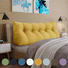 wowmax - Wedge Pillow Headboard for Queen - Bolster Cushion for Bed Frame - Yellow