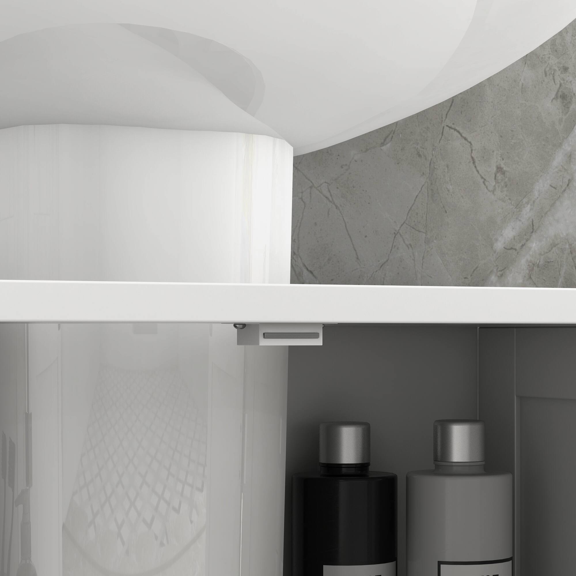 Alt View 8. Homcom - 24” Pedestal Sink Bathroom Vanity Cabinet - White.