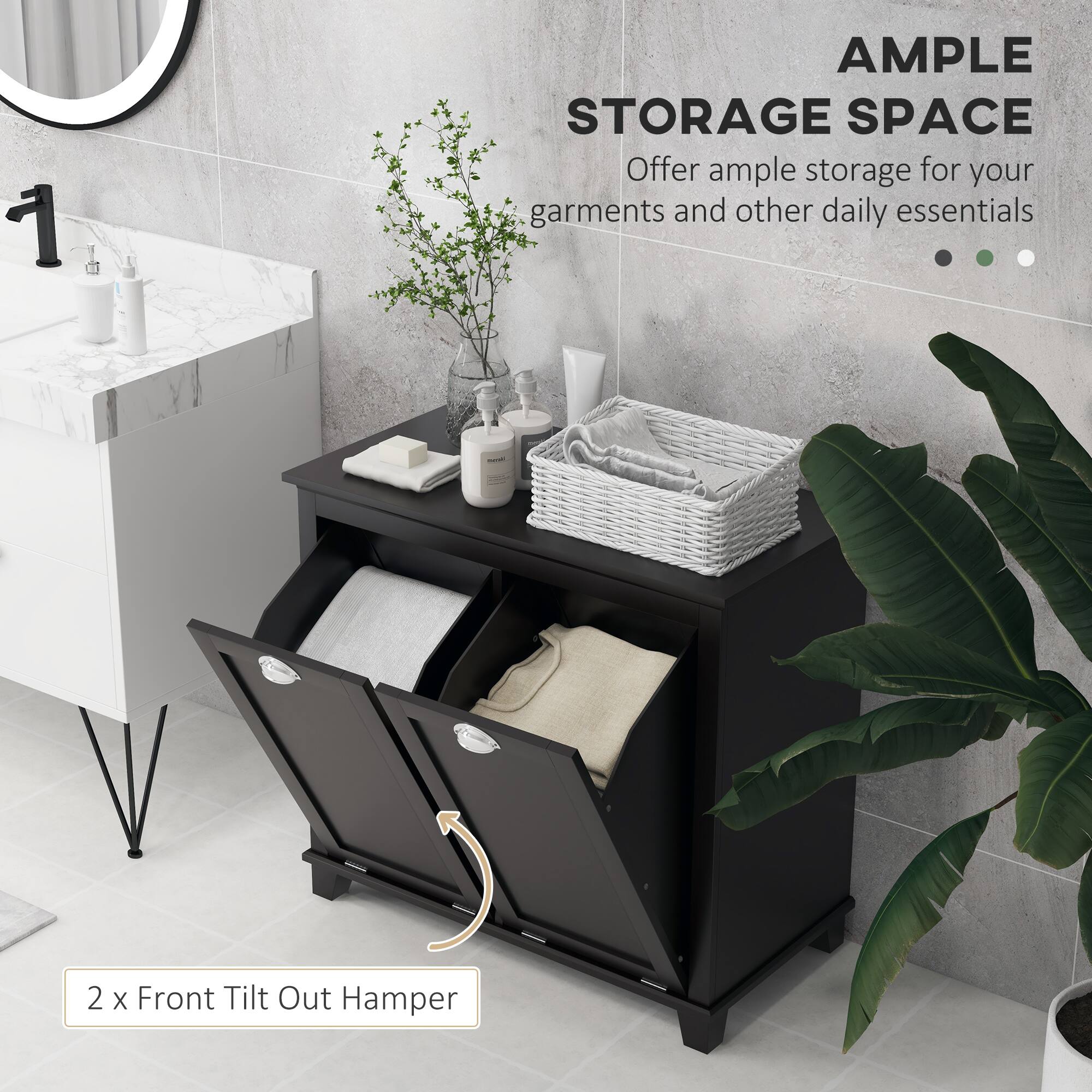 1 AMPLE STORAGE SPACE
Offer ample storage for your garments and other daily essentials
2 X Front Tilt Out Hamper