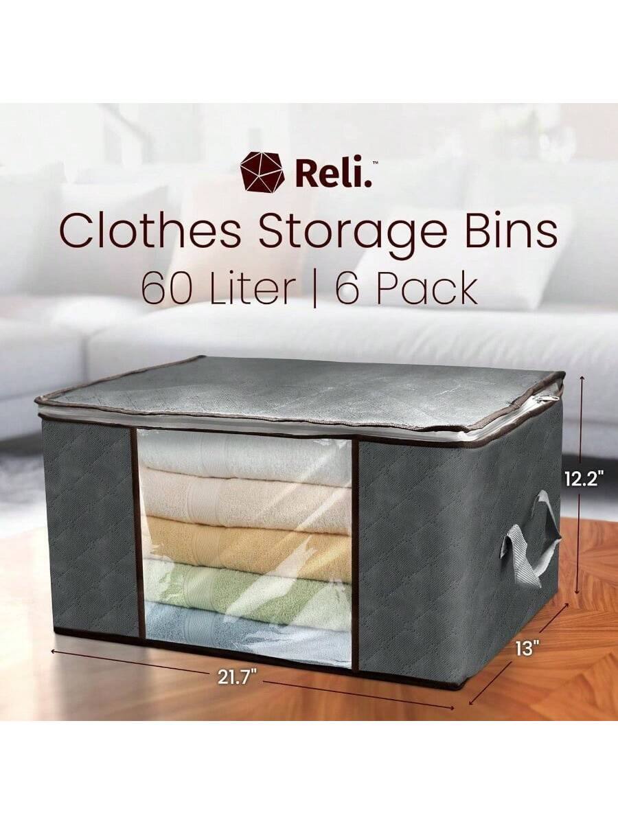 Reli.  
Clothes Storage Bins  
60 Liter | 6 Pack  
12.2" x 21.7" x 13"