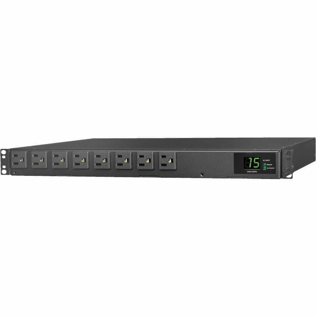 Alt View 5. Tripp Lite - Tripp Lite by Eaton PDU 1.44kW 120V Single-Phase ATS/Local Metered PDU - 8 NEMA 5-15R Outlets Dual 5-15P Inputs 12 ft. - Black.