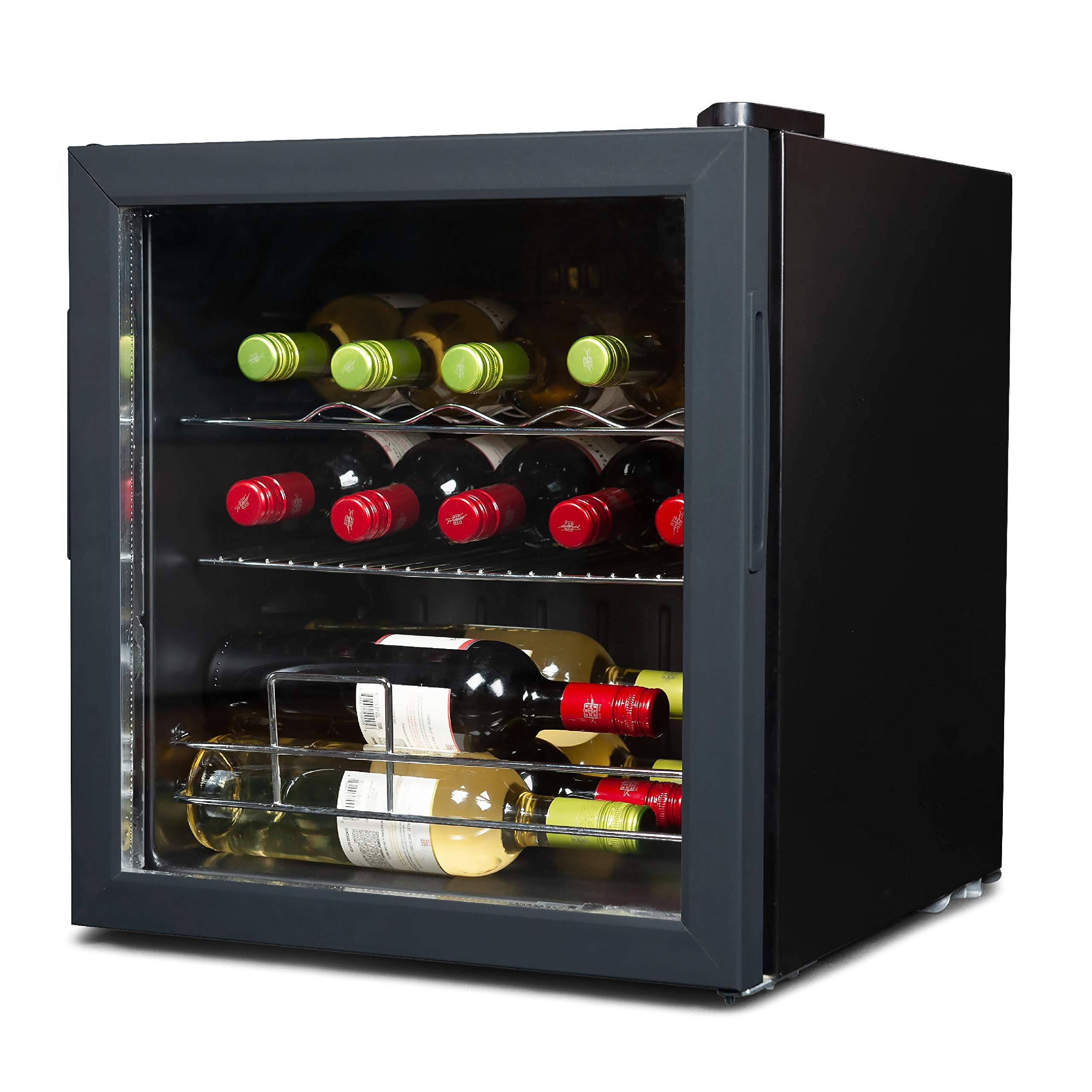 Angle. Black+Decker - BLACK+DECKER Wine Fridge 14 Bottles, Freestanding Wine Refrigerator with Compressor Cooling - Black.