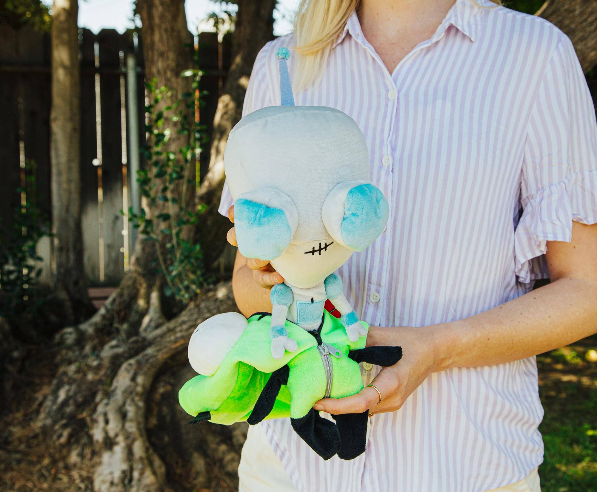 Alt View 6. Golden Bell Studios - Invader Zim GIR With Removable Costume 10-Inch Collector Plush - Green.