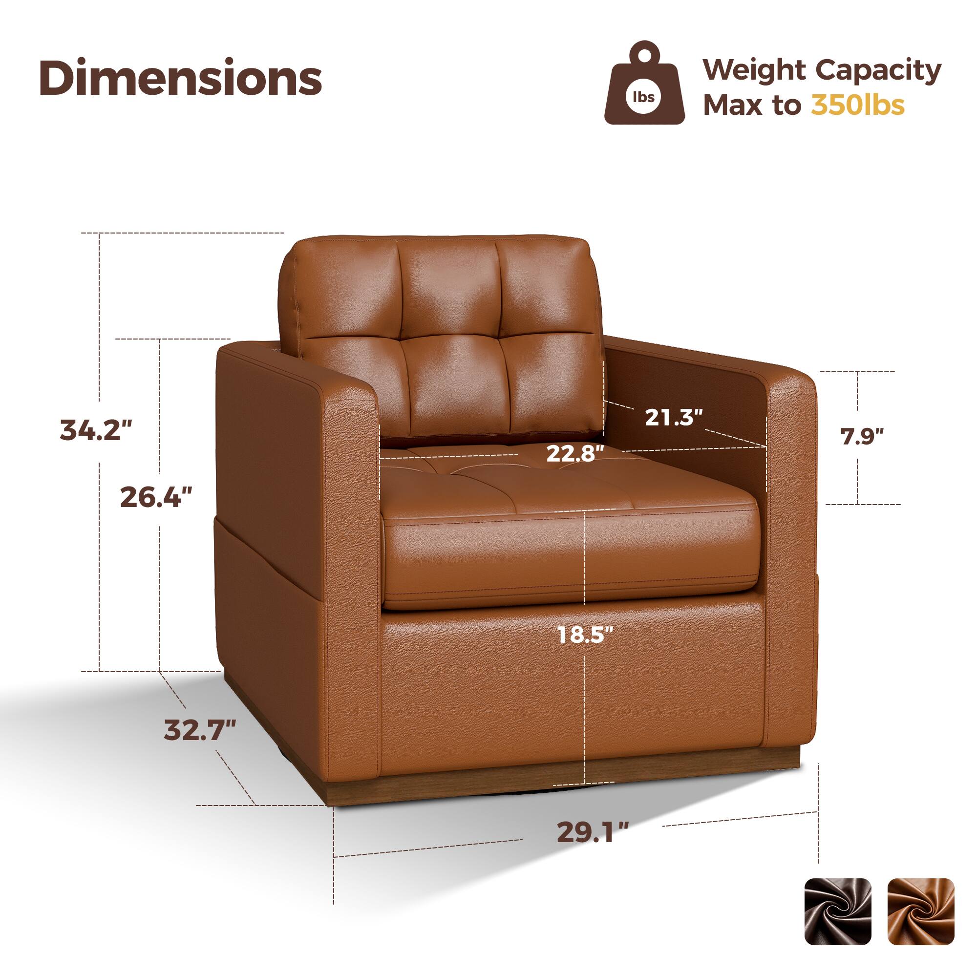 Dimensions  
Weight Capacity Max to 350lbs  
34.2"  
22.8"  
21.3"  
7.9"  
26.4"  
18.5"  
32.7"  
29.1"