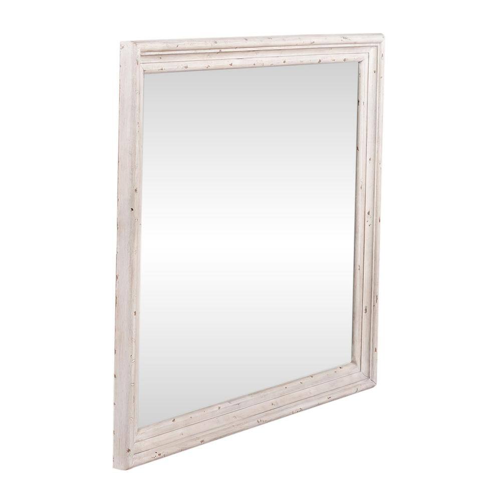 Left. Liberty Furniture Industries - Big Valley Mirror in Whitestone w/ Heavy Distressing - White.