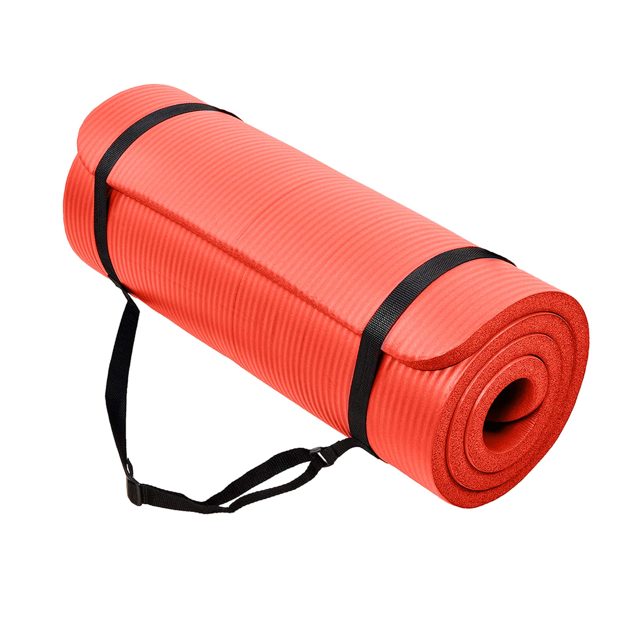 BalanceFrom Fitness - GoCloud 1" Extra Thick Exercise Mat w/Carrying Strap - Red