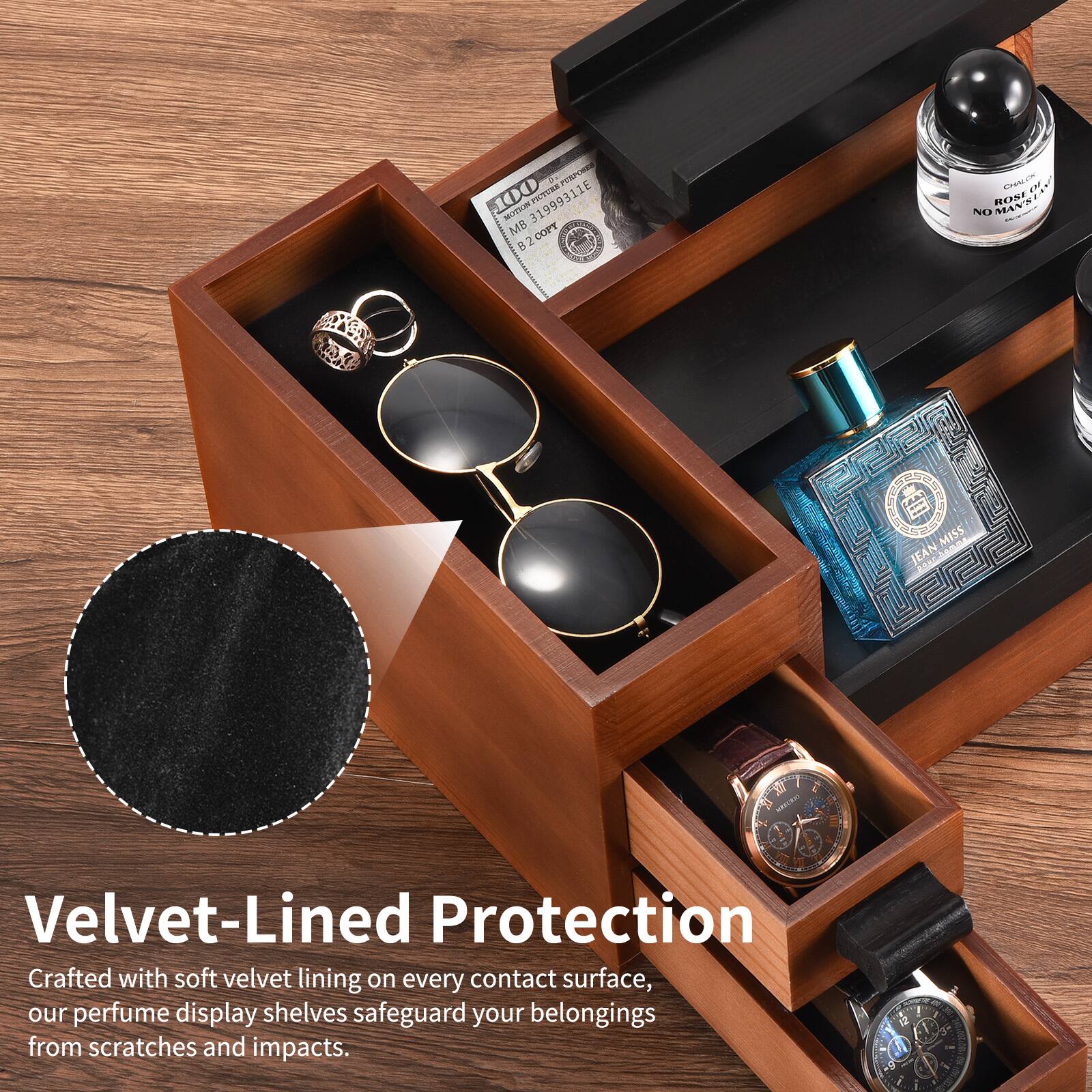 PS 100 31999311E PRLLA MOTEUR MB COFT a 2 NACm A NO M NORE MANN EAN-MISS MISS IEAN

Velvet-Lined Protection
Crafted with soft velvet lining on every contact surface, our perfume display shelves safeguard your belongings from scratches and impacts.
