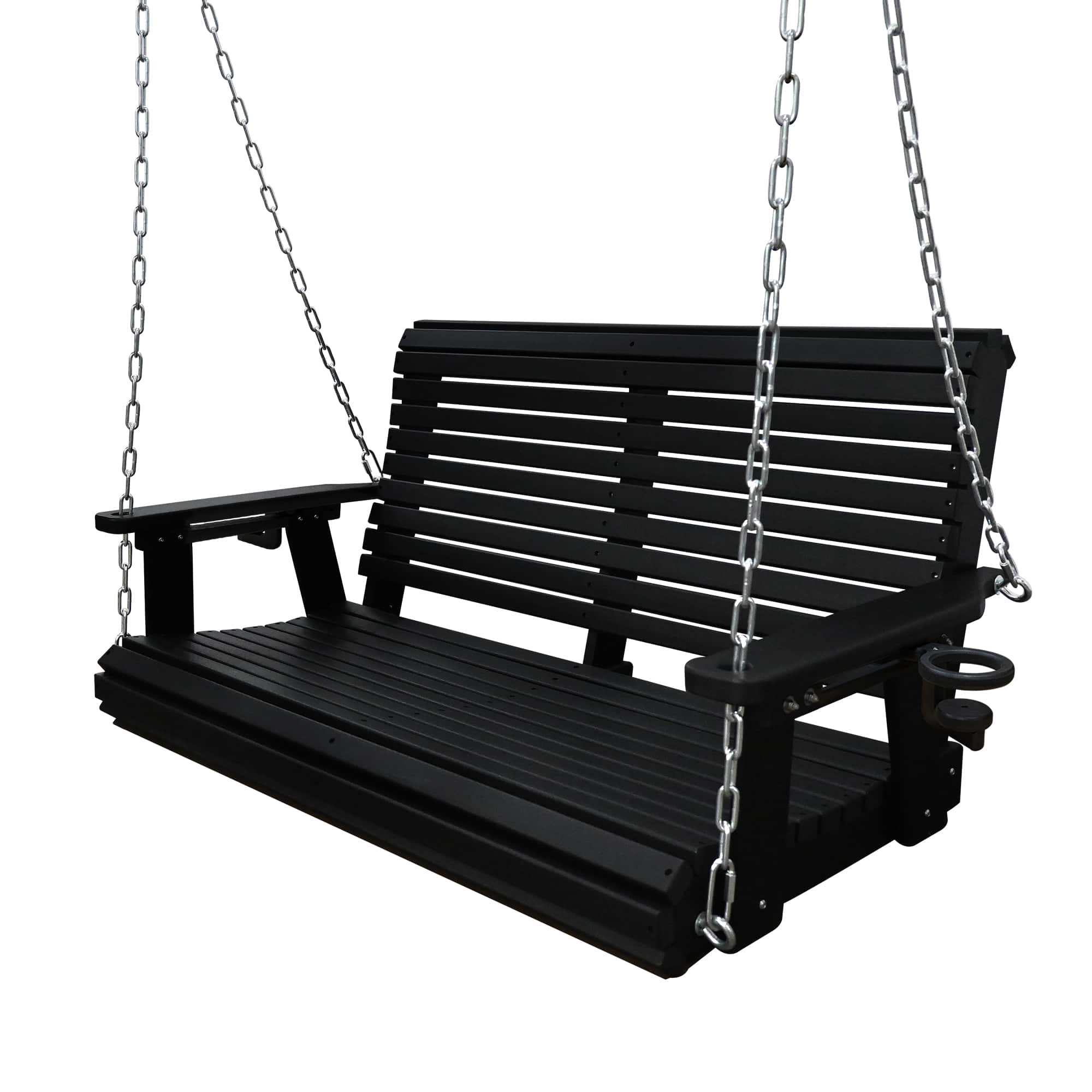 Fortune Candy - HDPE Porch Swing with Ergonomic Design, Ultra Weather-Resistant, Heavy Duty 1200 LBS, for Outdoor Patio Garden Yard - Darknight Black