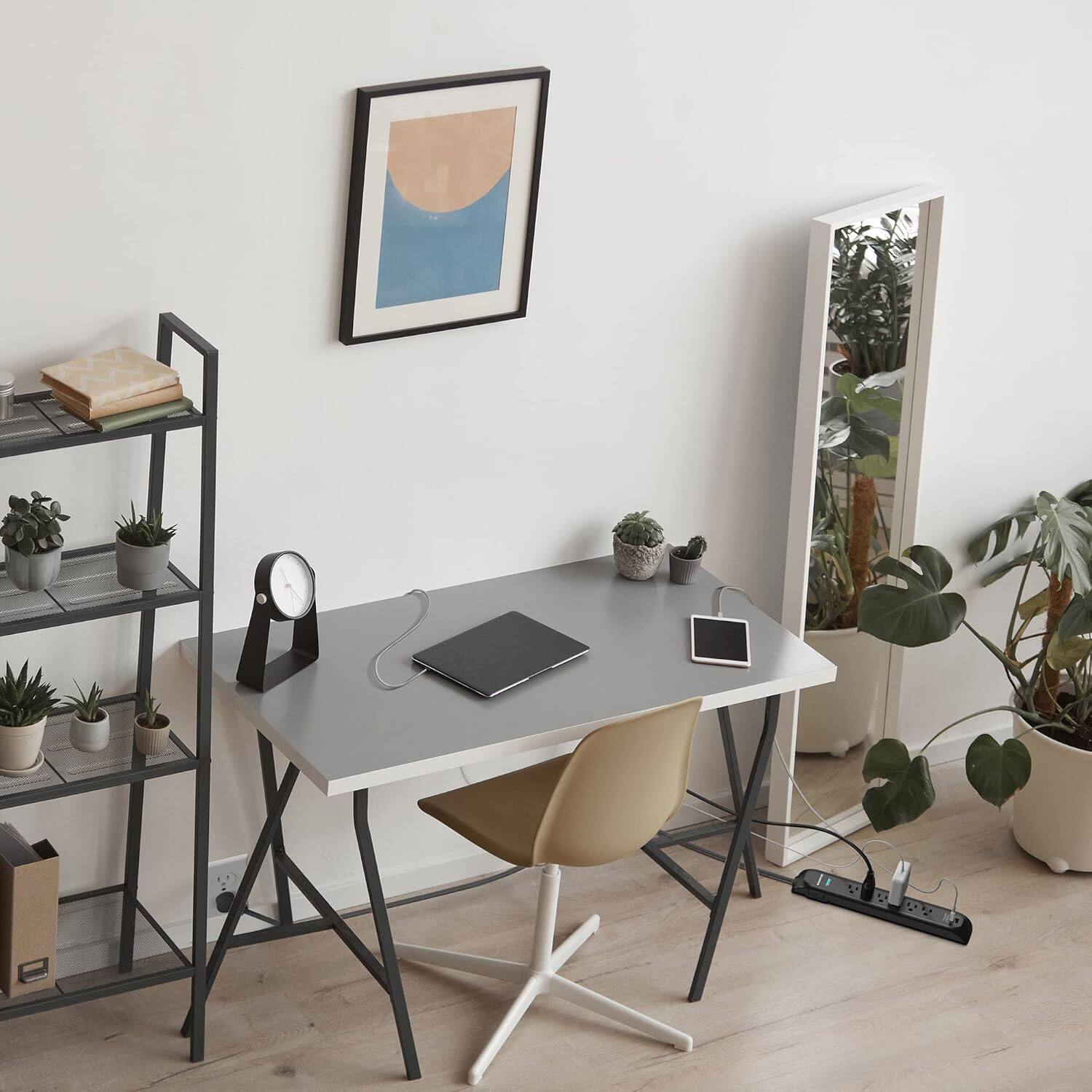 Alt View 5. Monster - 6ft Heavy Duty Power Strip and Tower Surge Protector, 1200 Joule Rating, 6 120V-Outlets, and 2 USB-A Ports - Black.