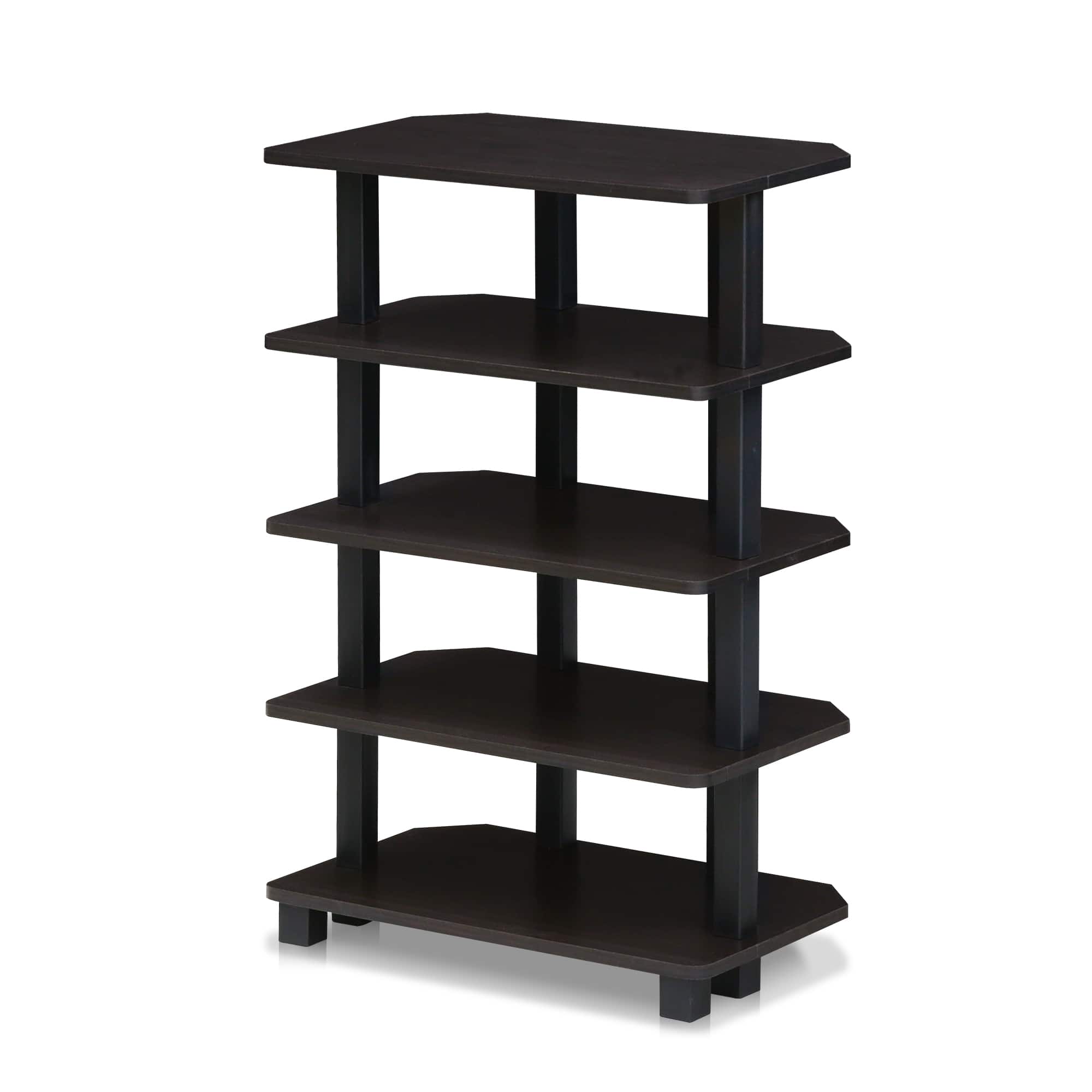 Furinno - Turn-N-Tube 5-Tier Corner Storage Shelf, Espresso/Black - Espresso/Black