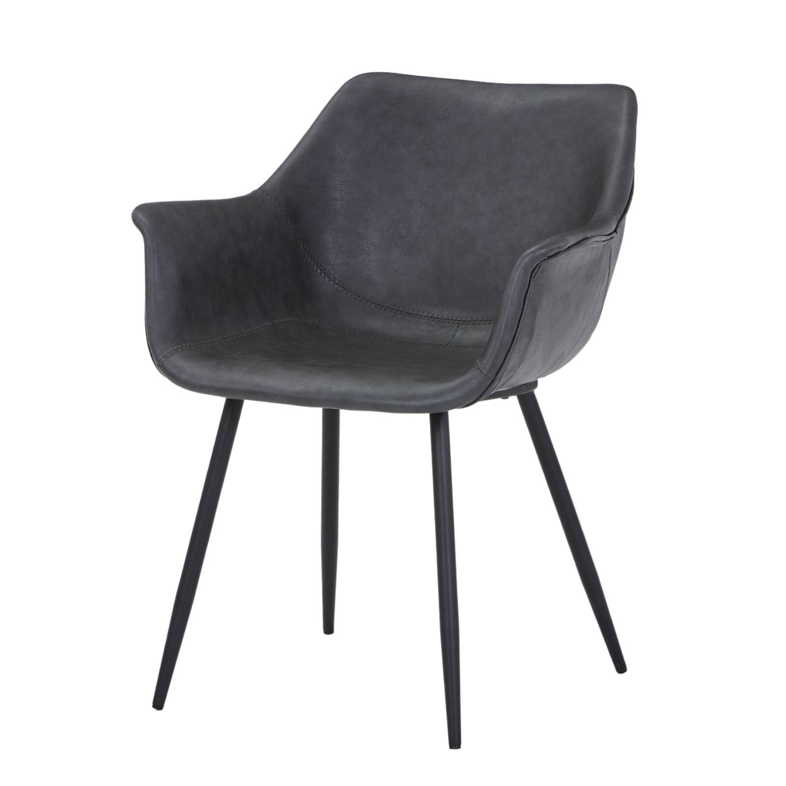 Alt View 7. LeisureMod - Markley 2-PCS Modern Leather Accent Dining Chair with Powder-Coated Iron Legs - Charcoal Black.