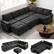 Front. Dyonery - Dyonery 7-Seat Modular Sectional Sleeper Sofa with Pull-Out Bed, Reclining Backrest, USB Ports, Table, LED Lights,Black - Black.