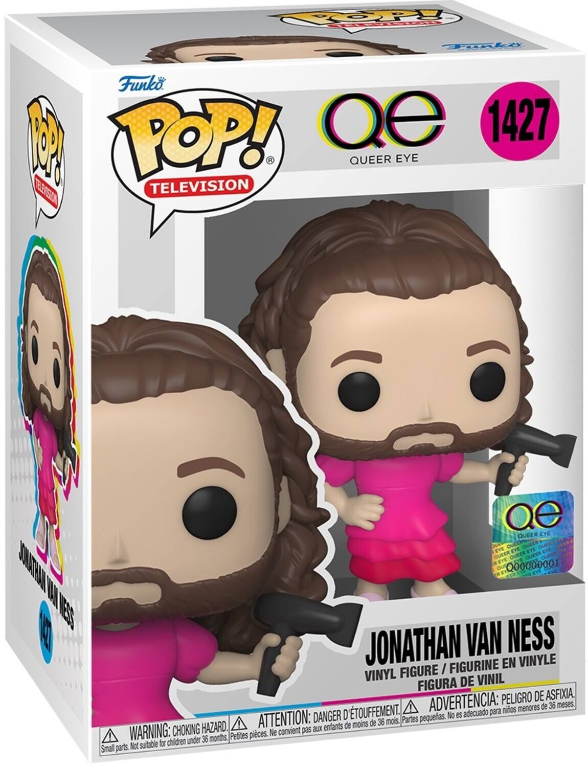 Funko POP! Television Qe 1427 Queer Eye Jonathan Van Ness figurine en vinyle Figure / Vinyl Figura de Vinil Peligro de asfixia. D'étouffement. Advertencia: peligro de asfixia. DANGER D'ÉTOUFFEMENT. ADVERTENCIA: PELIGRO DE ASFIXIA. WARNING: CHOKING HAZARD. Partes pequeñas. No es adecuado para niños menores de 36 meses. No suitable for children under 36 months.