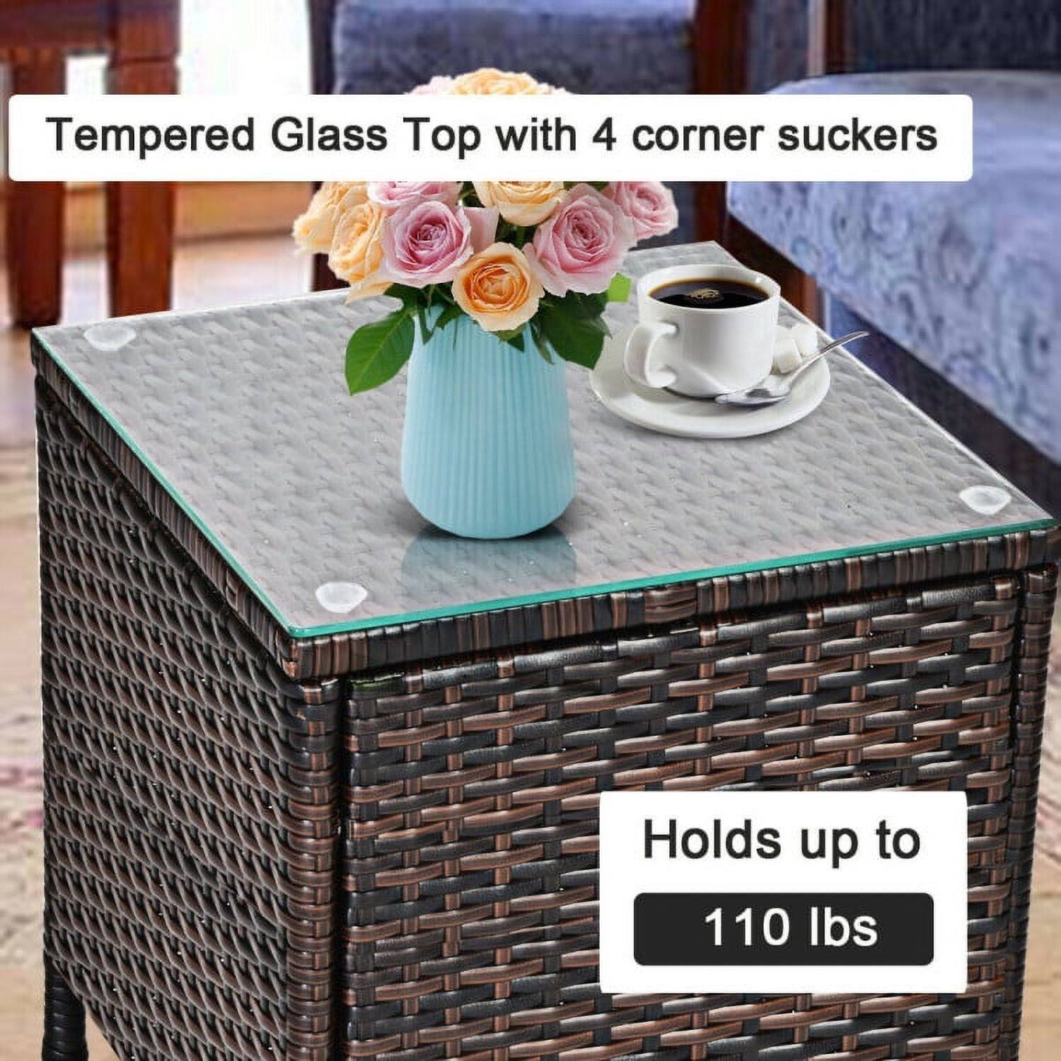 Tempered Glass Top with 4 corner suckers  
Holds up to 110 lbs