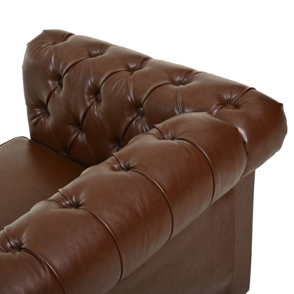 Alt View 7. Loheer - Loheer 85 Inch L-Shaped Sectional Sofa PU Leather Couch 4-Seater - Black.