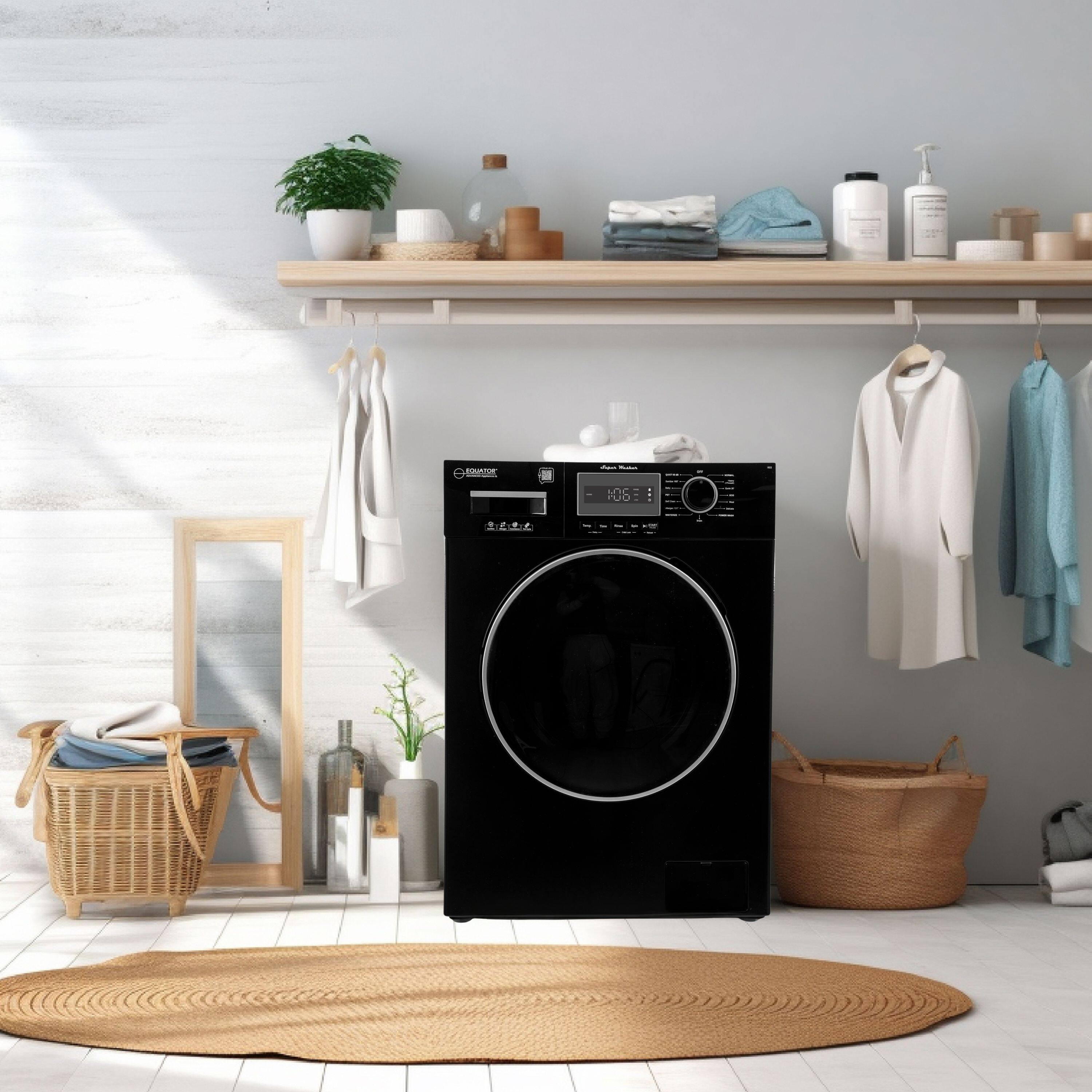 Left. Equator - Equator EW 822 Compact Washer 1.57cf/13lbs POWER WASH 15 Programs 1200rpm 110V - Black.