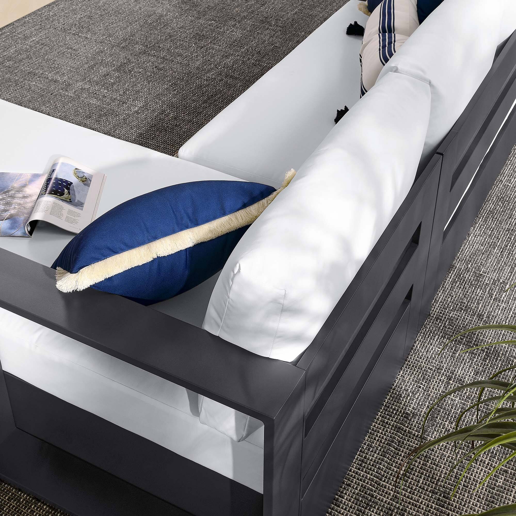 Alt View 1. Modway - Tahoe 2-Piece Outdoor Patio Powder-Coated Aluminum Right-Facing Chaise Sectional Sofa Set by Modway - Gray White.