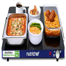 NutriChef - Electric Warming Tray | Glass Surface Hot Serving Tray | Adjustable Temperature 140°F to 230°F - Blue
