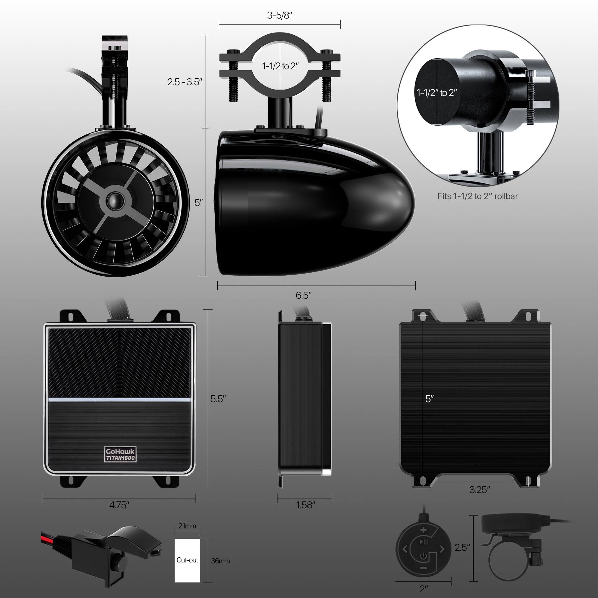 - 3-5/8"
- 1-1/2" to 2"
- 2.5-3.5"
- 1-1/2" to 2"
- Fits 1-1/2 to 2" rollbar
- 6.5"
- 5.5"
- 5"
- 25-3.5"
- 5"
- 5.5"
- 4.75"
- 1.58"
- 3.25"
- 21mm
- Cut-out 36mm
- 2.5"
- 2"