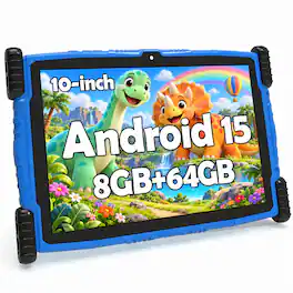 MEIZE - Newest Kids Tablet Android tablet,10" Android Kids Tablet 8(4+4)GB+64GB with Kickstand, Kid-Friendly Interface - Blue