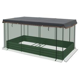 Outsunny - Steel Planter Box with Crop Cage and Shade Cloth, Raised Garden Bed for Flowers - Green