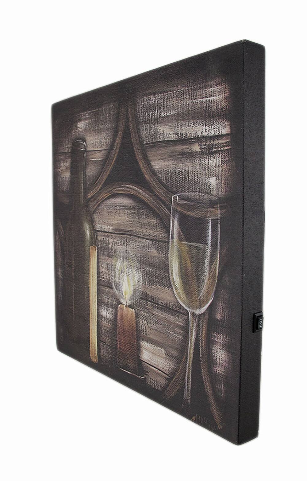 Alt View 1. Zeckos - Set of 2 Wine By Candlelight Theme LED Lighted Canvas Wall Prints - Multicolored.