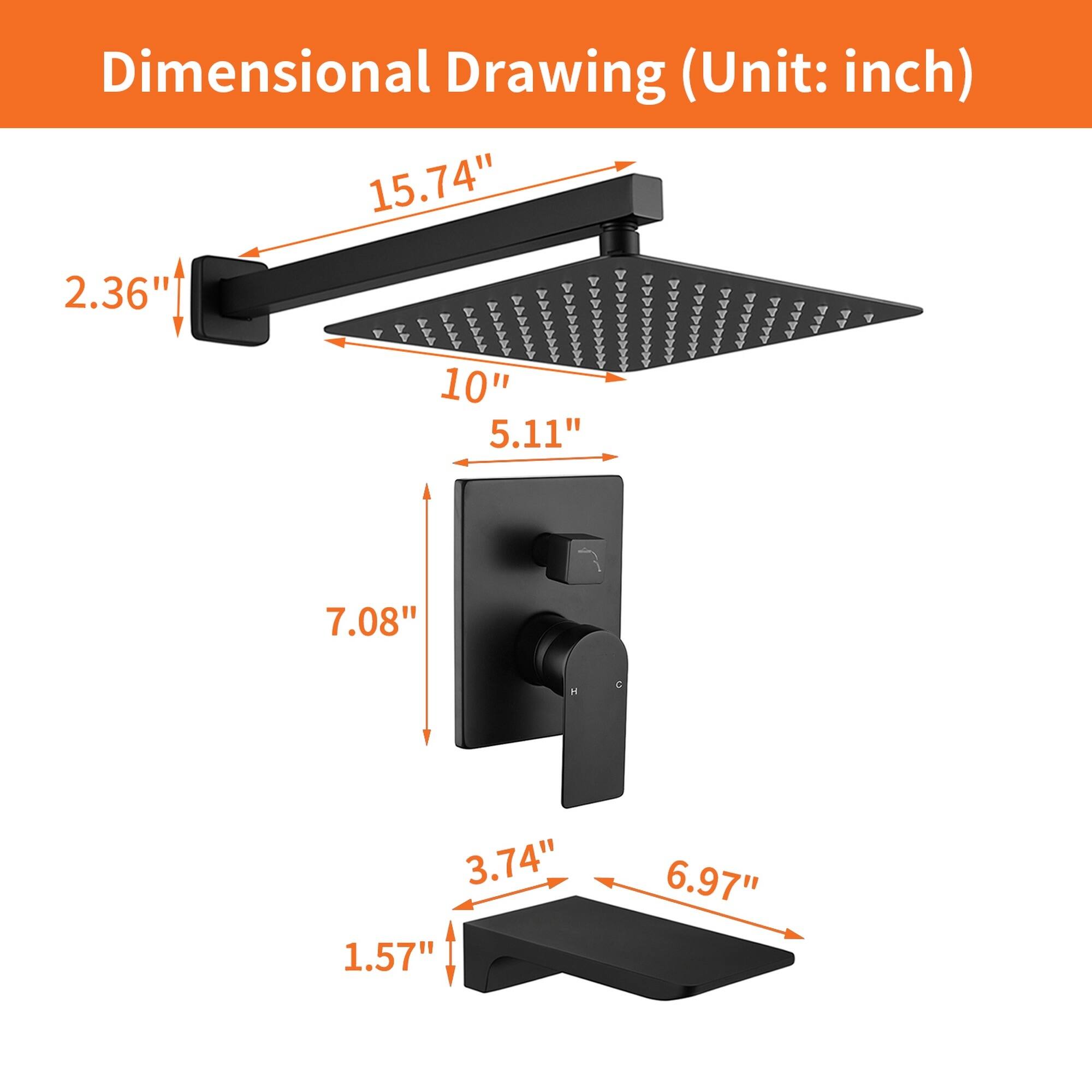 Dimensional Drawing (Unit: inch)  
15.74"  
2.36"  
10"  
5.11"  
7.08"  
3.74"  
1.57"  
6.97"