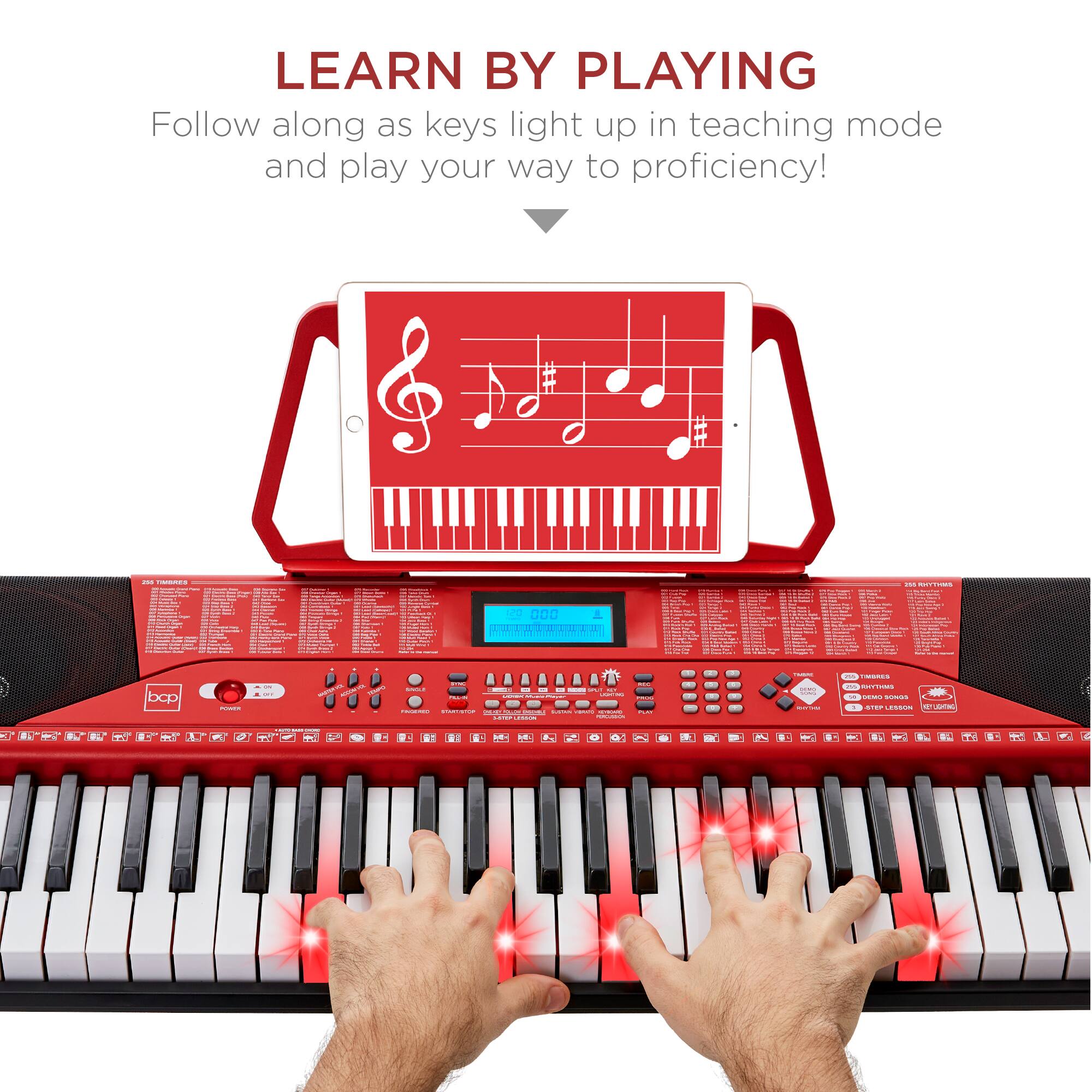 LEARN BY PLAYING

Follow along as keys light up in teaching mode and play your way to proficiency!