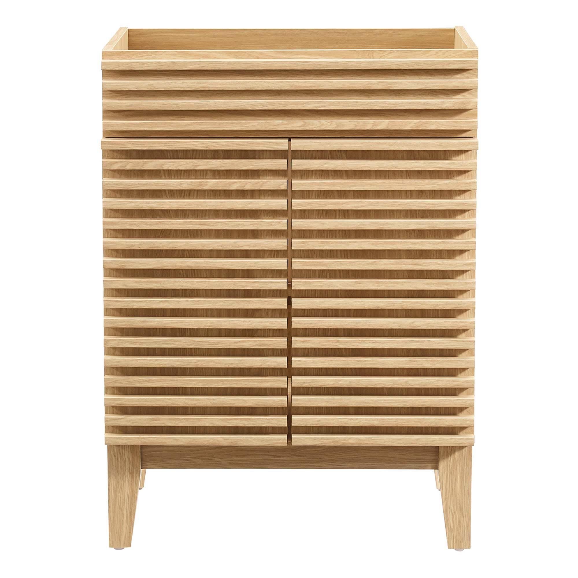 Alt View 2. Modway - Render 18" and 24" Bathroom Cabinets Basin Not Included - Oak.