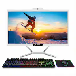STGSivir - All in One Desktop Computer, 22-inch Display, Intel Core i5 up to 3.6GHz, 16GB RAM, 512GB SSD, WiFi, BT, Win11H - White