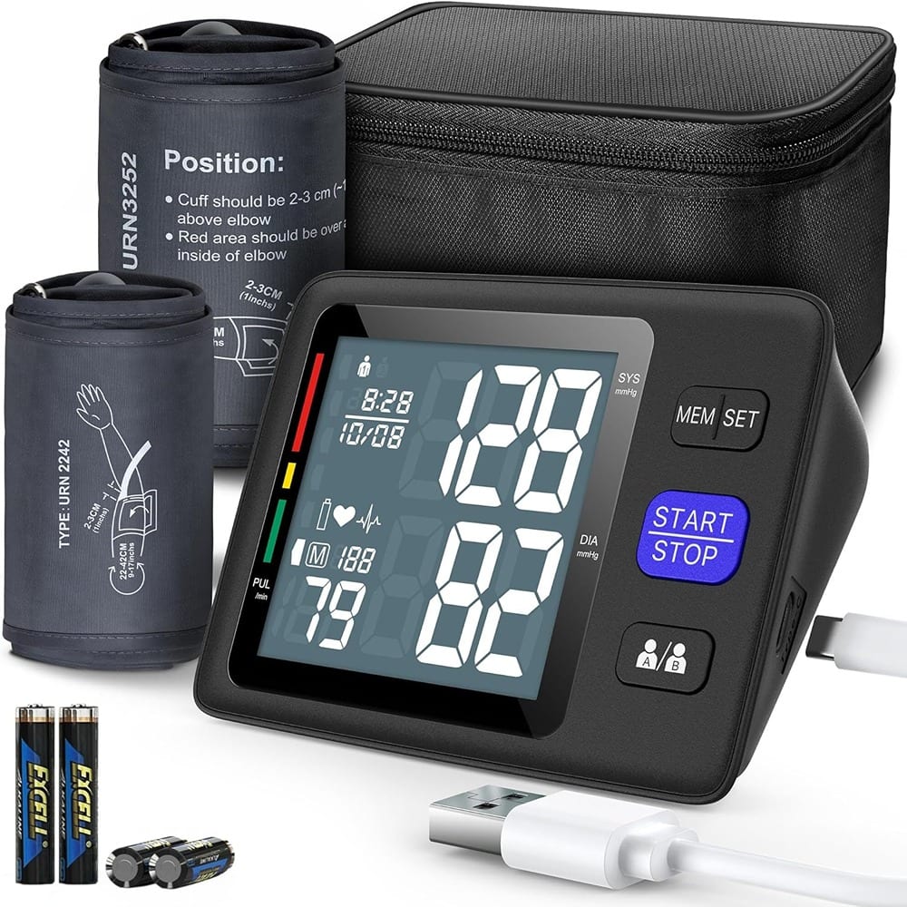 RTMB - Automatic Upper Arm Blood Pressure Monitor with Dual Cuffs (9–21"), Backlit LCD - Black