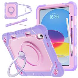 Dteck - Heavy Duty Case for Apple iPad (A16) 11" 2025 with Kickstand and Strap, Rugged Protective Cover Built-in Pencil Holder - H