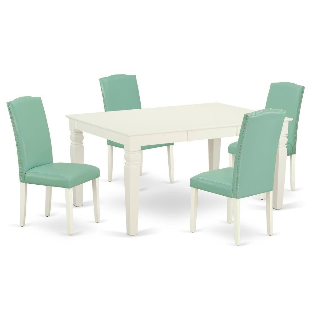 Back. East West Furniture - Dining Room Set Linen White - Linen White.