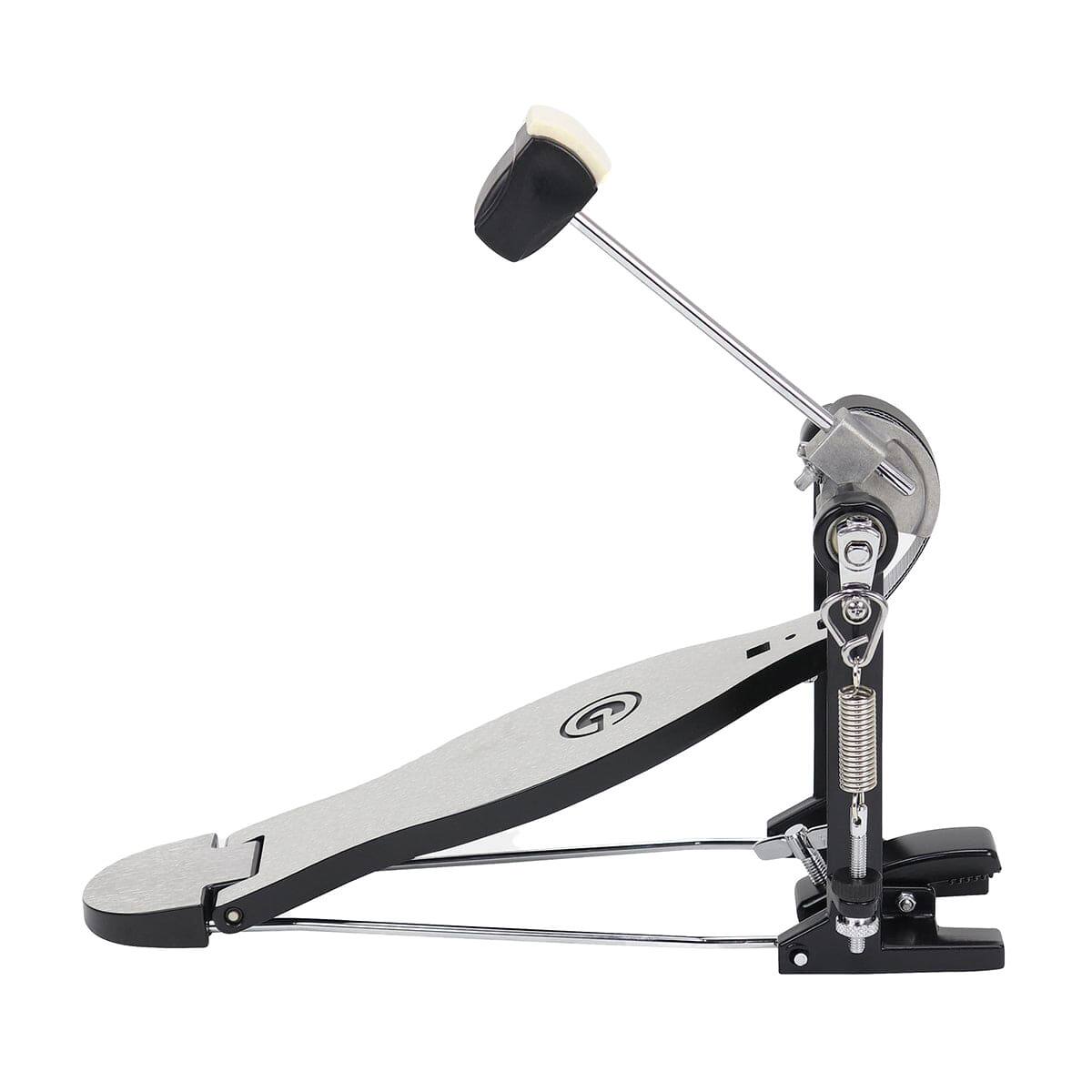 Left. Gibraltar Hardware - 4000 Series Strap Drive Bass Drum Pedal, Lightweight All-Metal Frame, with G-Stamped Footboard Dual Surface Beater.