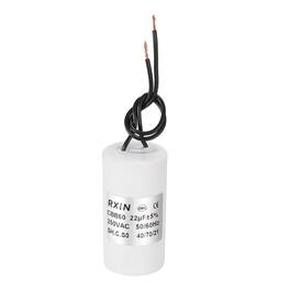 Unique Bargains - 22uF CBB60 Running Capacitor, AC 250V Cylinder 2 Wire for Air Conditioner, Compressor, Washing Machine - White