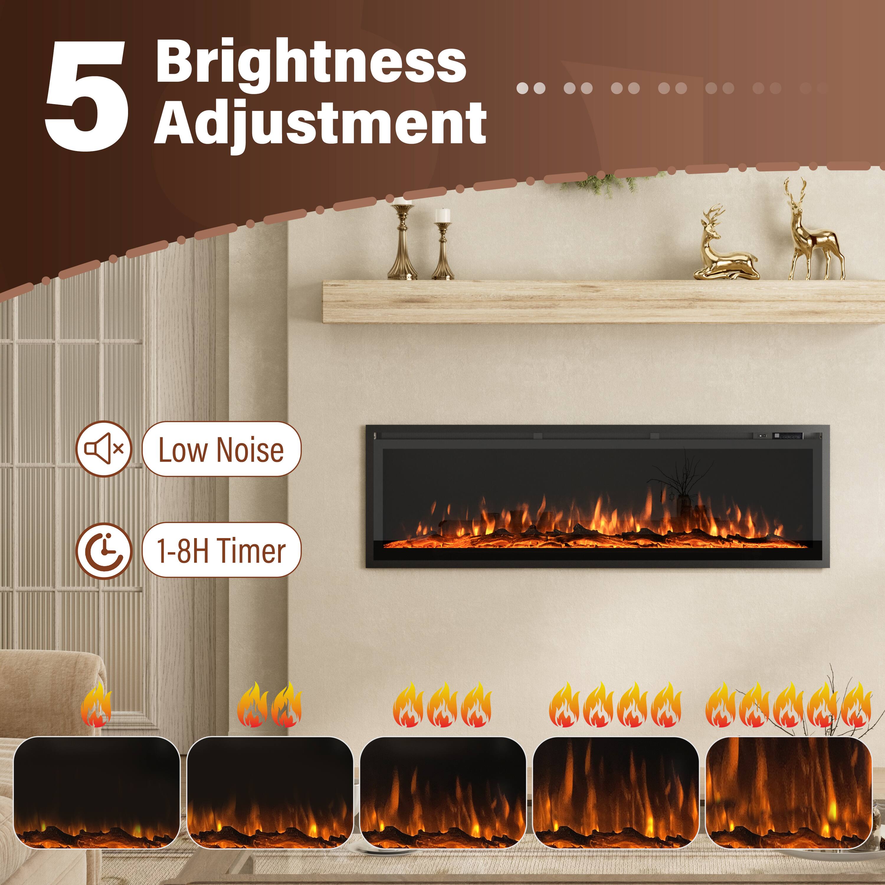 5 Brightness Adjustment

Low Noise

1-8H Timer