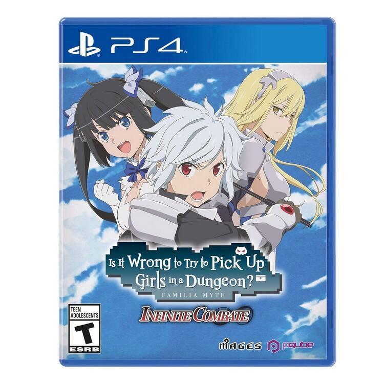 PS4  
Is It Wrong to Try to Pick Up Girls in a Dungeon?  
FAMILIA MYTH  
INFINITE COMBAT  
TEEN ADOLESCENTS  
T MAGES  
pque  
ESRB
