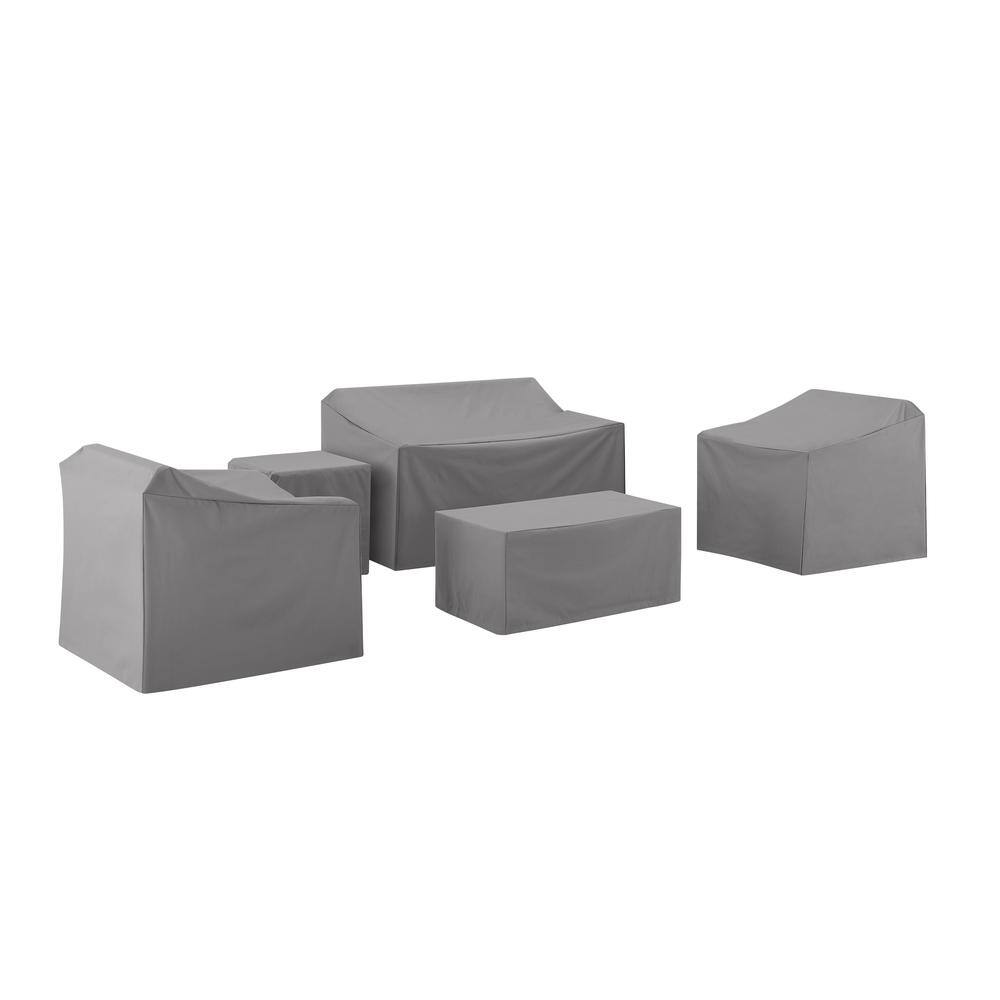 Back. Crosley Furniture - 5Pc Outdoor Furniture Cover Set - Gray.