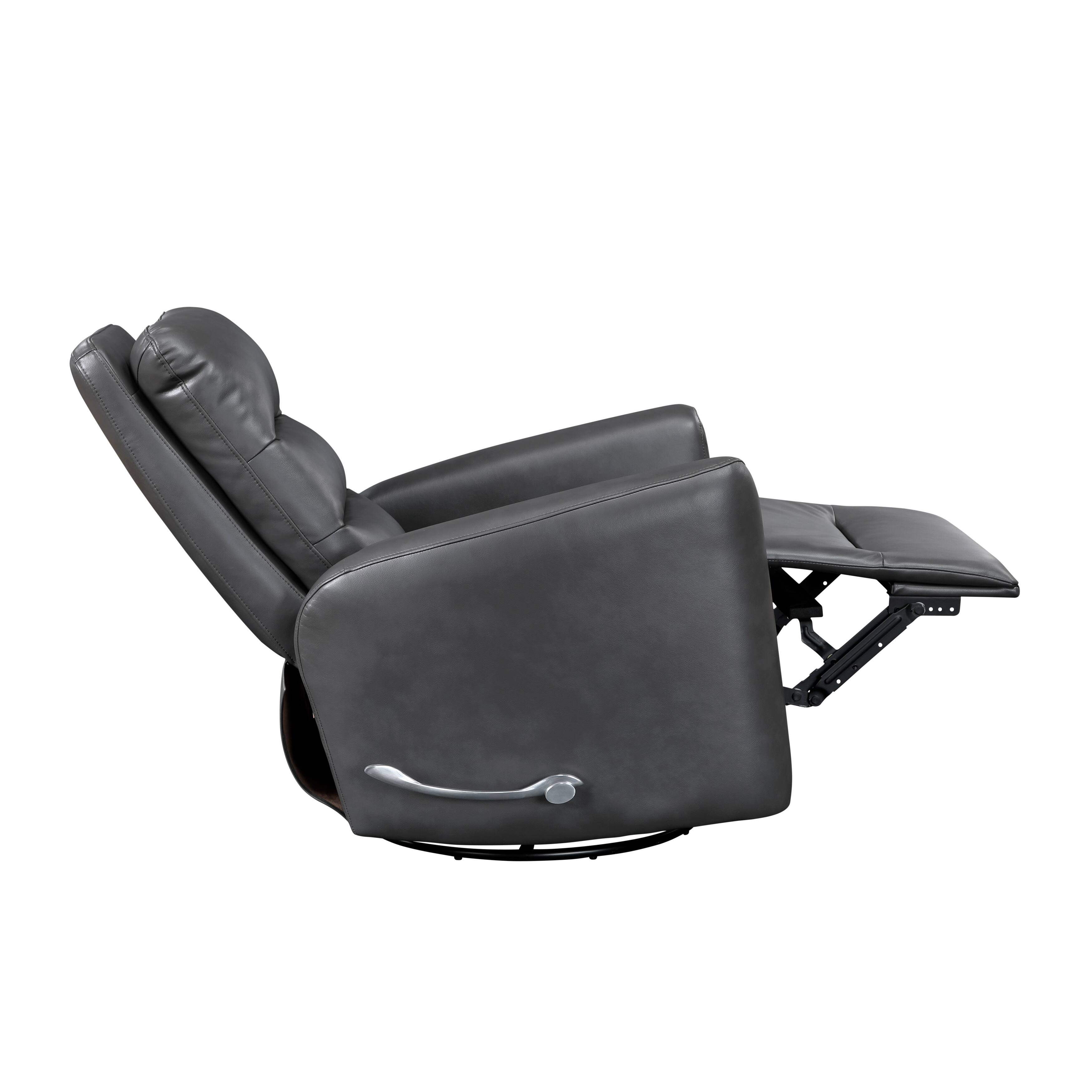 Alt View 2. TinyHomie - Glider Reclining Chair Swivel Motion Gray Breathable Faux Leather Upholstery Luxury Living Room Furniture - Gray.