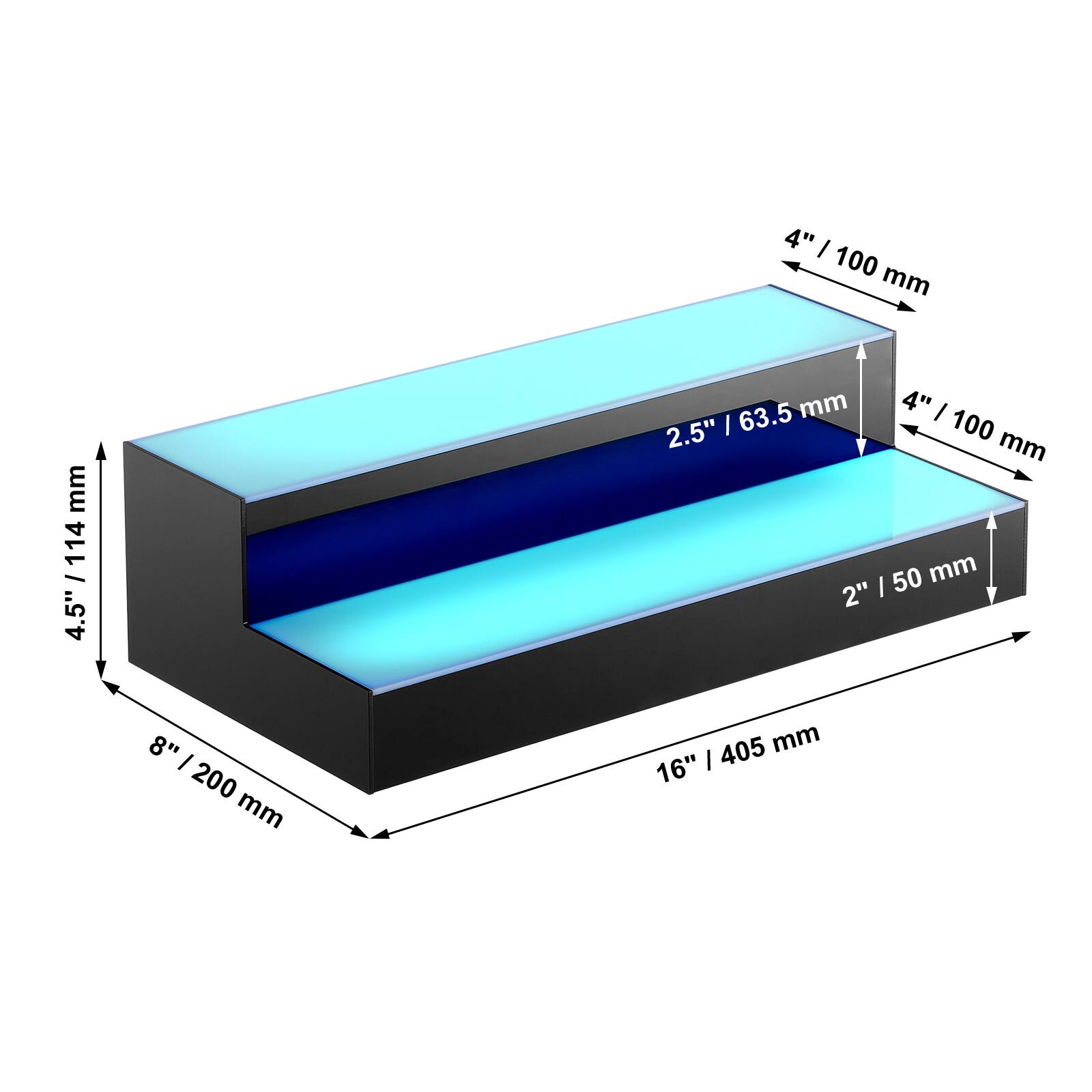 - 4" / 100 mm
- 4.5" / 114 mm
- 2.5" / 63.5 mm
- 2" / 50 mm
- 8" / 200 mm
- 16" / 405 mm