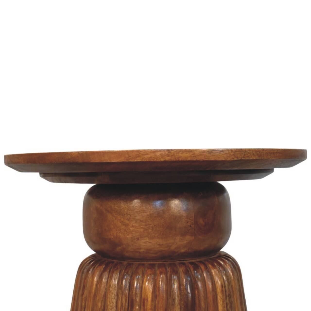 Alt View 1. Artisan Furniture - Artisan Furniture Solid Wood Amber Oak Round Side Table, Top Space, Brown - Brown.