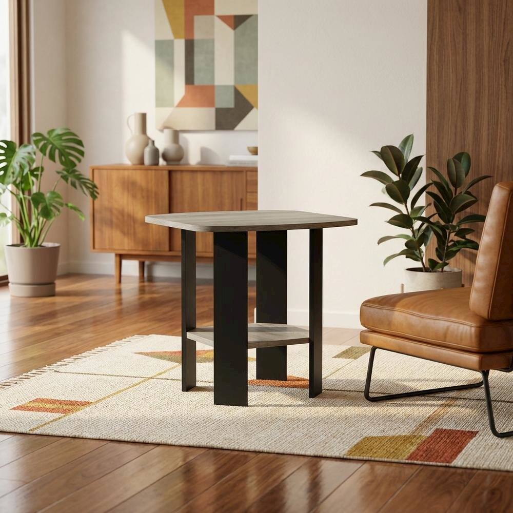 Angle. FurniFact - Grey Oak and Black Finish Side End Table for Living Room - Grey Oak/Black.