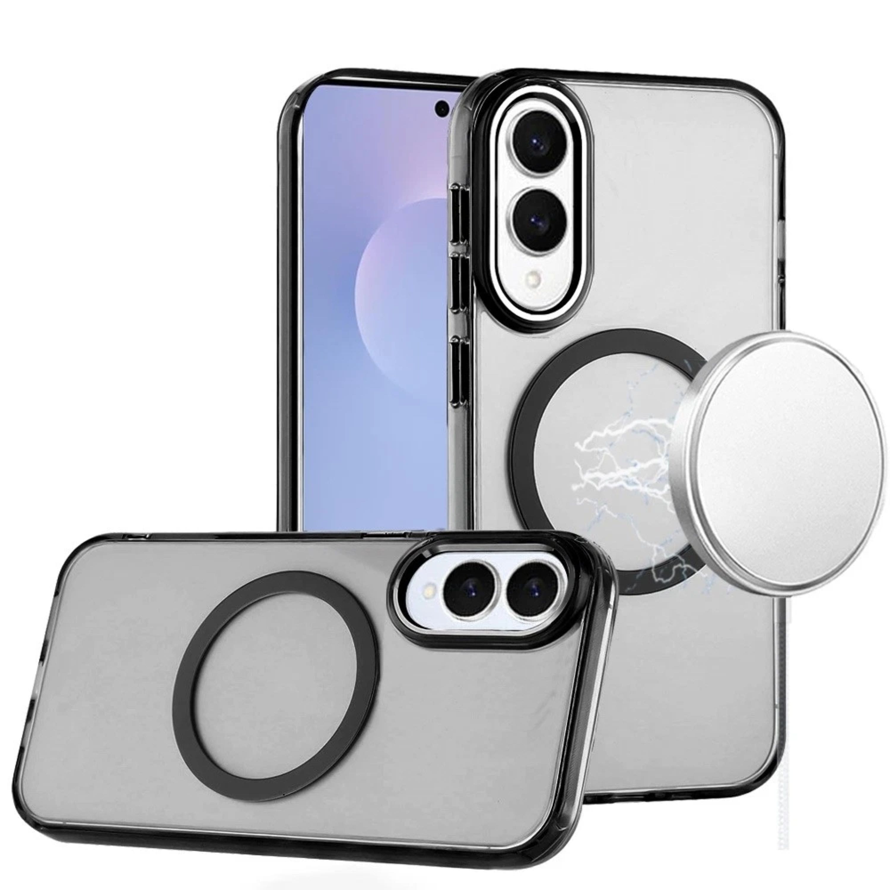 Kitcheniva - Case Trans-Clear Metal Buttons Phone Cover Plus Tempered Glass For Samsung S25 Edge Case - Black price history on PriceWatchPro