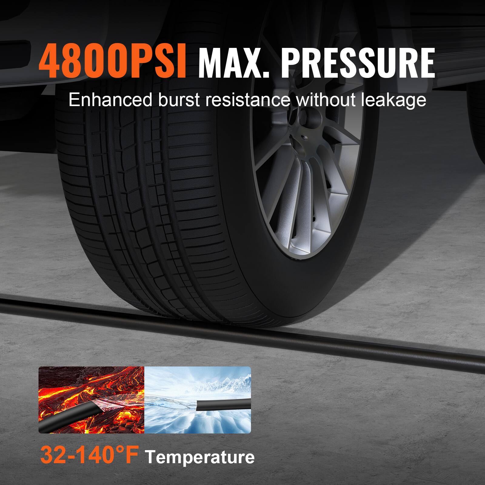 4800PSI MAX. PRESSURE  
Enhanced burst resistance without leakage  

32-140°F Temperature