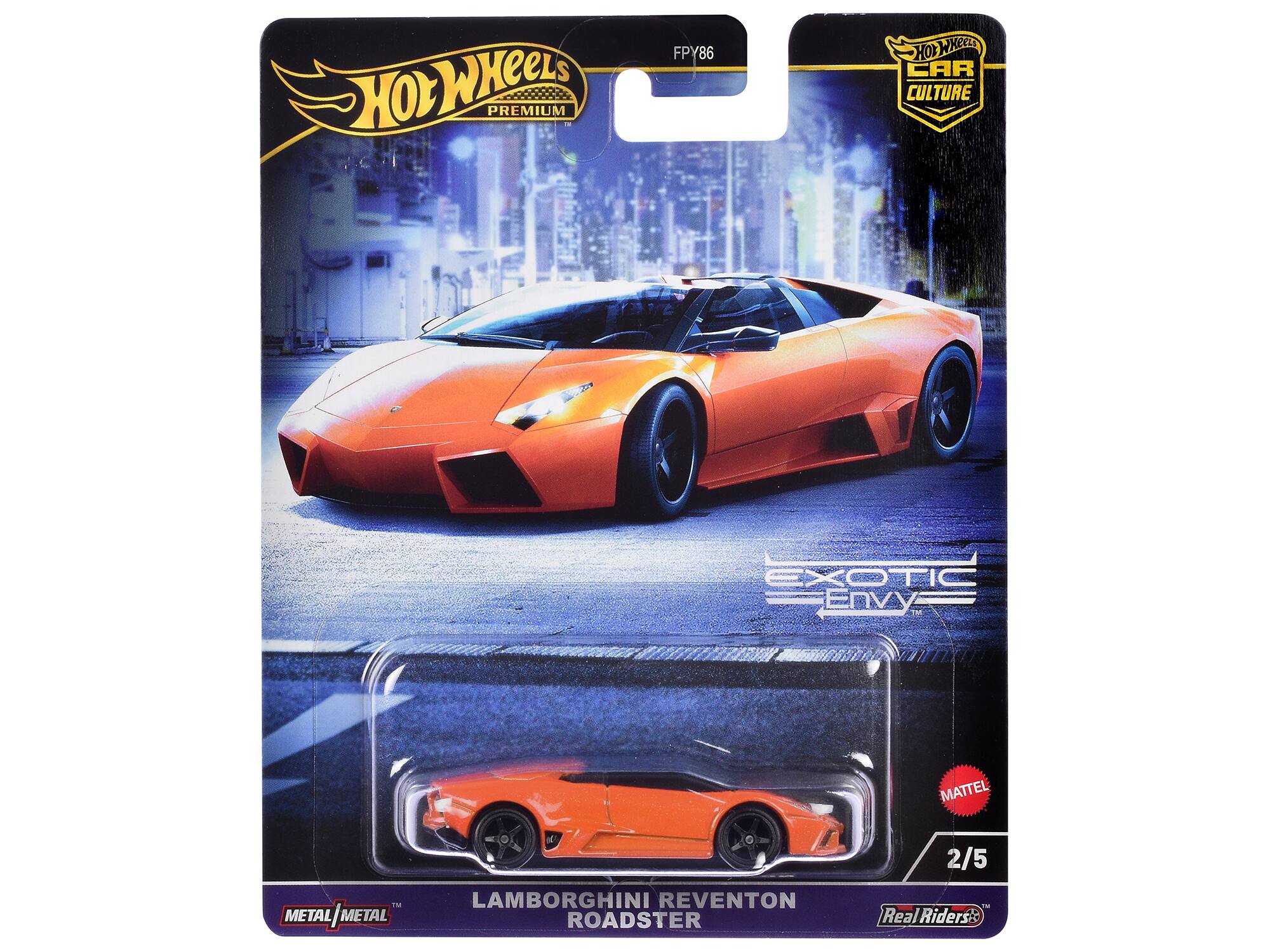 Hot Wheels Premium FPY86  
Hot Wheels Car Culture Exotic Envy  
Lamborghini Reventon Roadster  
2/5  
Metal/Metal  
Real Riders  
Mattel