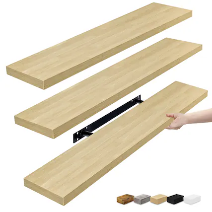 Front. Sorbus - Sorbus Floating Shelves for Wall - 35 Inch Long Bathroom Shelves, Wall Decor for Bedroom, Kitchen, Living Room - Maple.