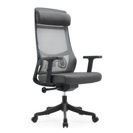 LeisureMod - Dale Ergonomic Office Chair with Mesh Back, Lumbar Support, Swivel, Adjustable Height, Wheels, and Armrests - Gray